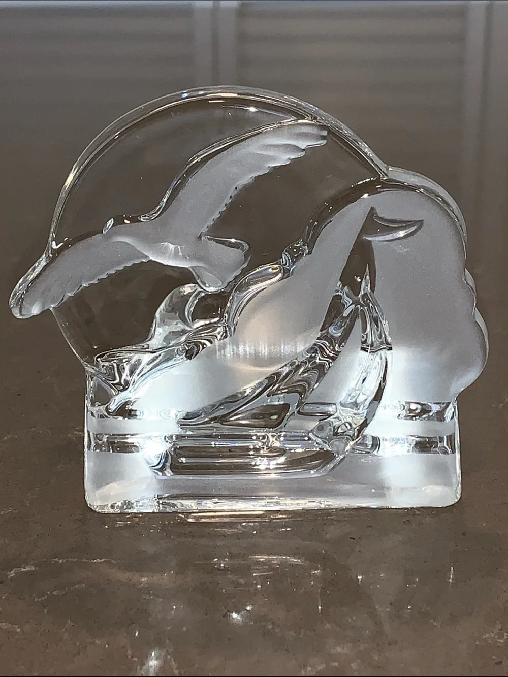 Vtg PartyLite Seagull and Sailboat Frosted/Clear Glass Tealight Candle Holder